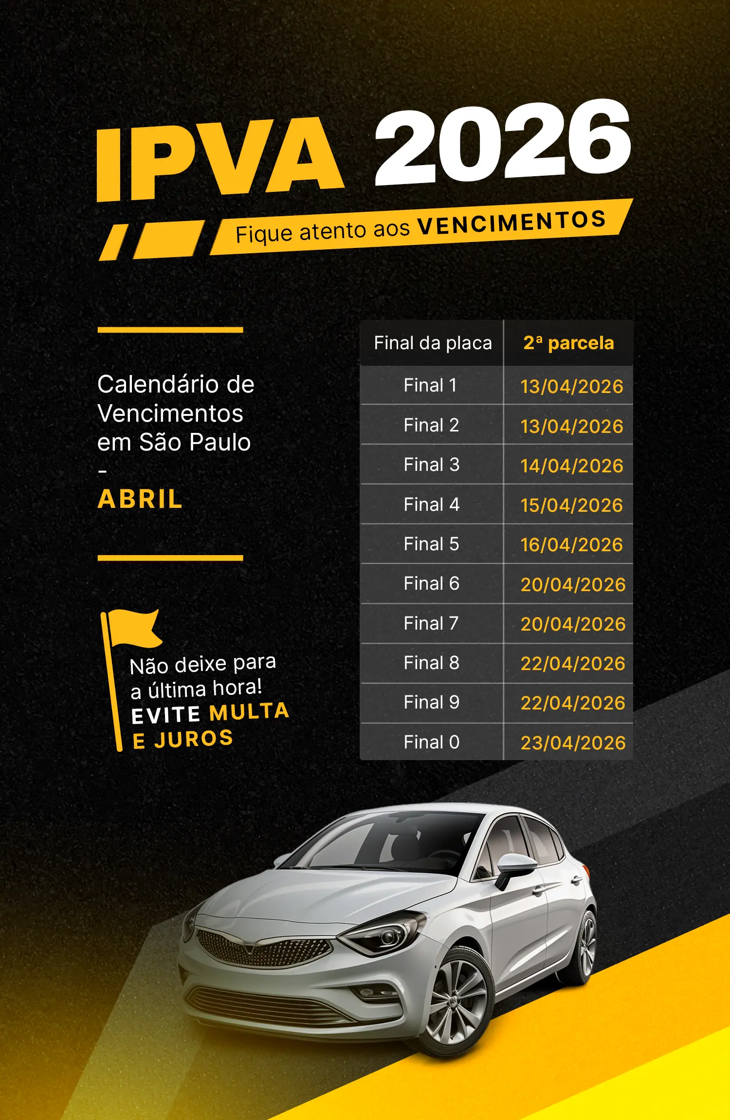 IPVA 2026, fique atento aos vencimentos! Para mais informações, entre em contato através do nosso Whatsapp ou Instagram.